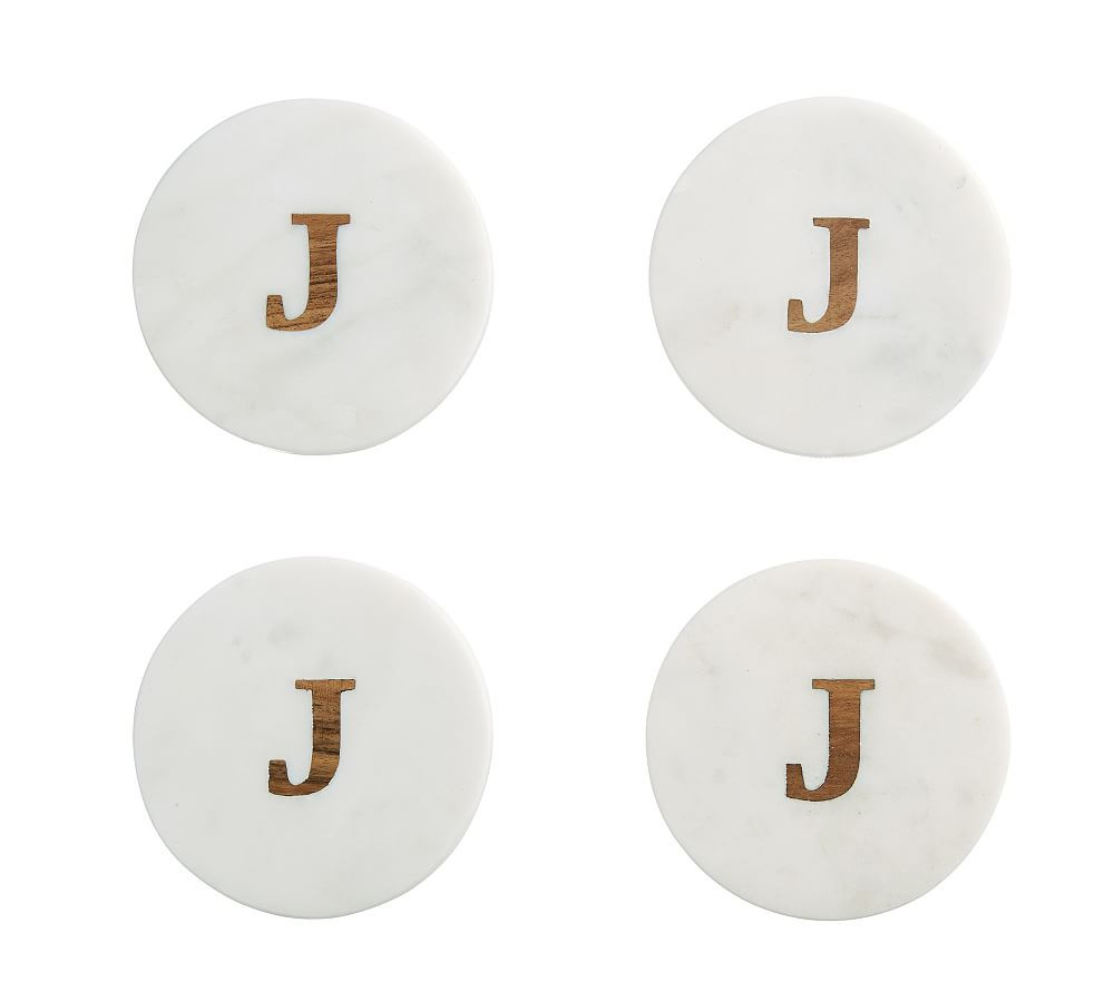 Handmade Alphabet Marble & Wood Coasters - Set of 4 | Pottery Barn (US)