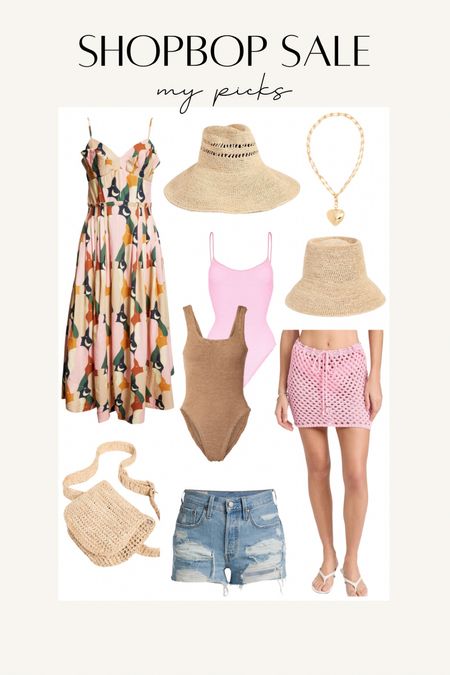 My picks from the Shopbop sale! This is a great time to stock up on all your summer staples and vacation or resortwear favorites. 

Hunza G Swim
Farm Rio Dress
Straw Hats Packable
Cut Off Levi Shorts
Straw belt bag