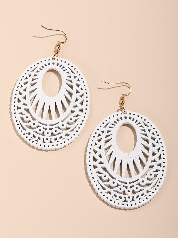 Hollow Out Oval Drop Earrings | SHEIN