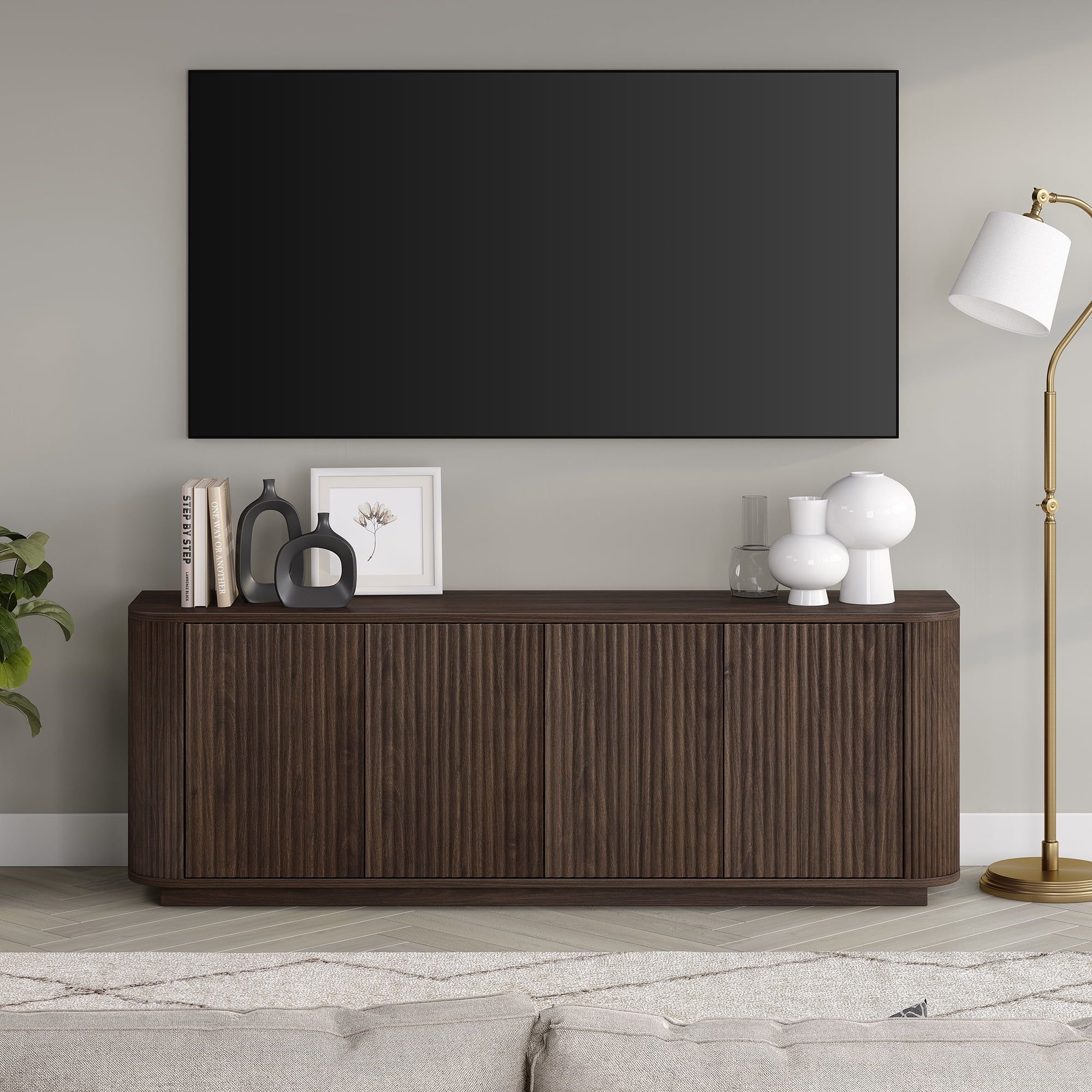 Evelyn&Zoe Canton Transitional TV Stand For TVs up to 75", Alder Brown - Walmart.com | Walmart (US)