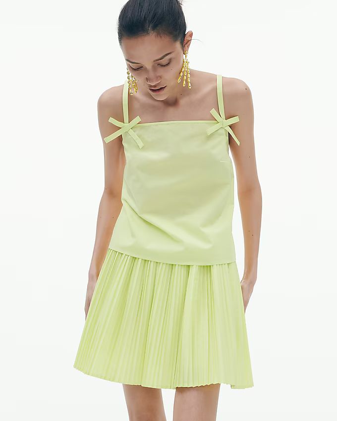 Bow-strap tank top in cotton poplin | J.Crew US