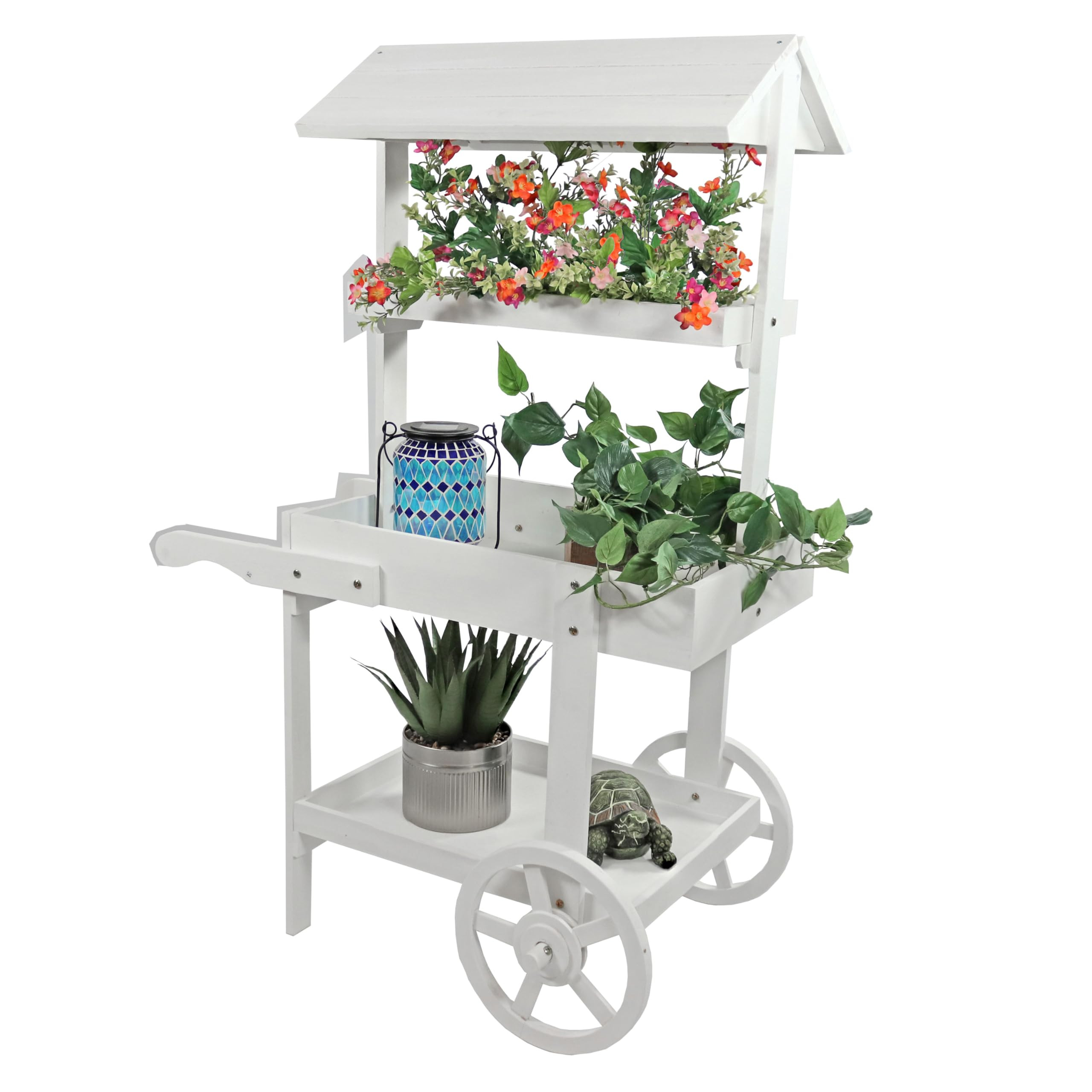 Sunnydaze Flower Cart Display Stand with Wheels - Dessert Candy Cart - Market Flower Display Stan... | Amazon (US)