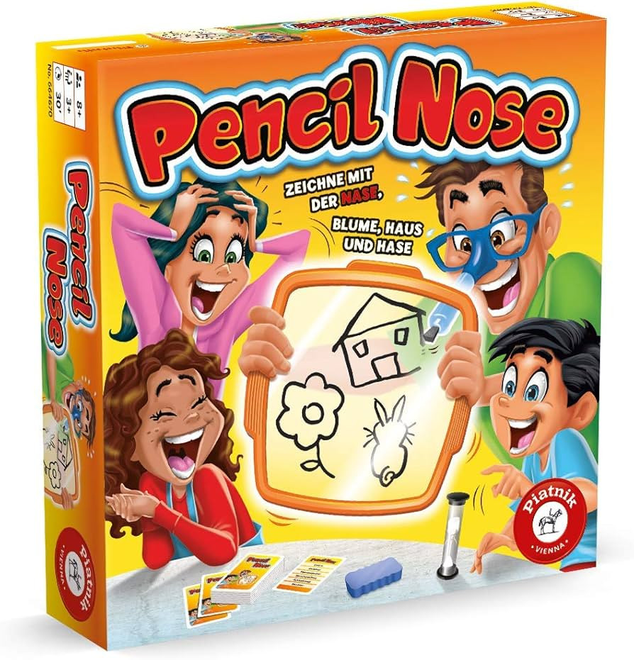 Pencil Nose, Rasanter Partyspaß für Teams oder Einzelspieler, Zeichne mit der Nase | Amazon (DE)