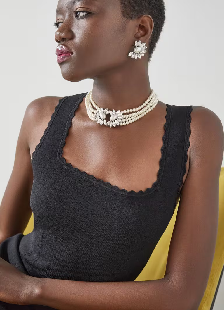 Dia Crystal And Pearl Spray Earrings | L.K. Bennett (UK)