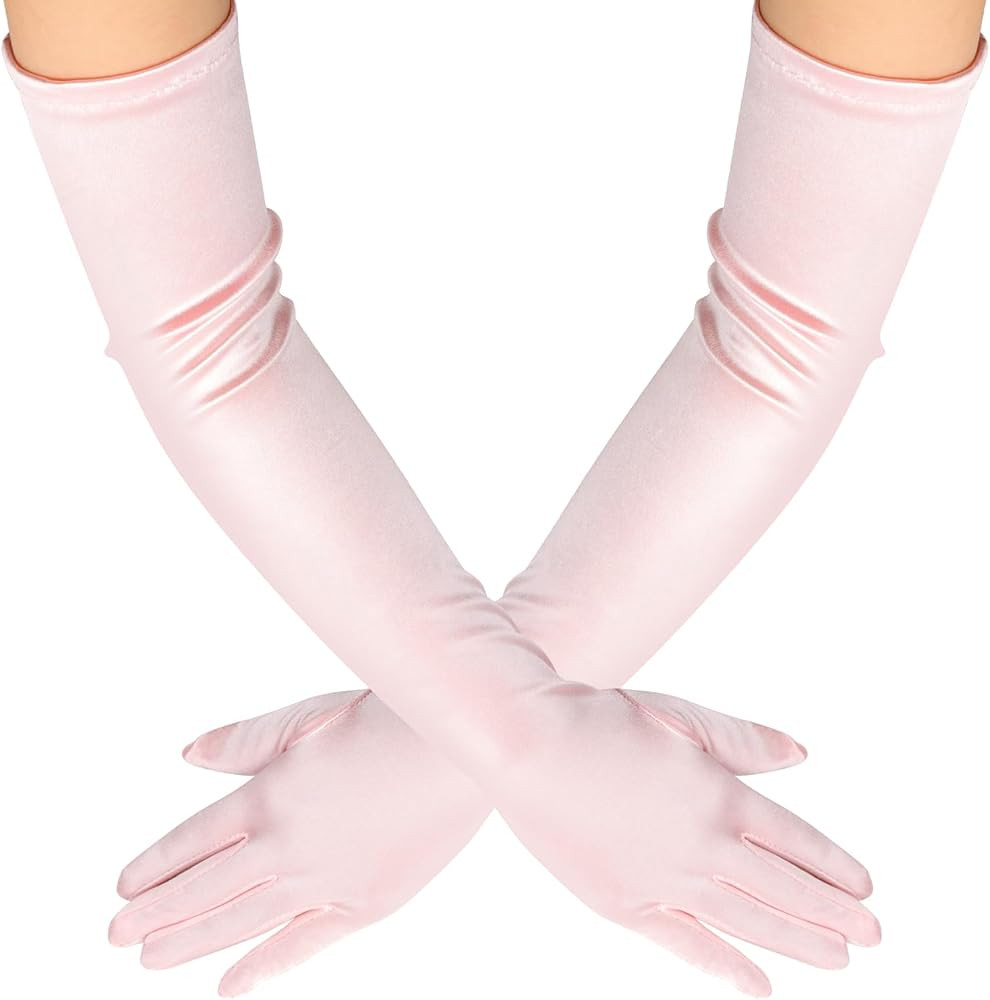 BLMHTWO Long Elbow Satin Gloves for Women Long Opera Satin Gloves Fancy Dress Gloves 1920s Style ... | Amazon (US)