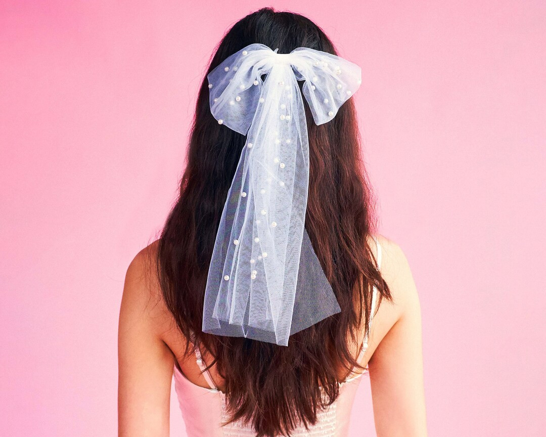 Bachelorette Party Decorations Pearl White Hair Bow - Bride to Be | Bridal Shower Gift, Bridesmai... | Etsy (US)