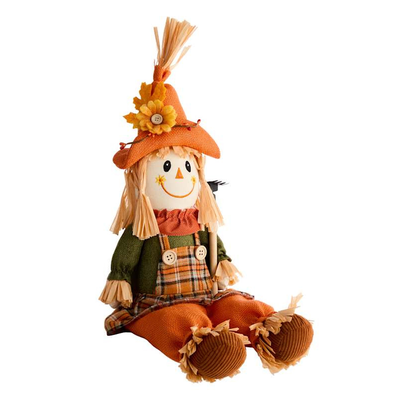 Fabric Scarecrow Girl Sitter, 20" | At Home