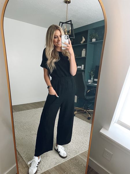 the jumpsuit of my dreams!! so good I have it in 2 colors and want more!!! 

I sized down one to a small and I’m 5’6 for reference. love that this can be dressed up or down! 

adidas sambas sneakers: true to size and comfortable! Love the neutrals so they go with everything 

| womens jumpsuit | short sleeve jumpsuit | amazon fashion | free people look for less | womens outfit | spring outfit 

#LTKshoecrush #LTKfindsunder100 #LTKSeasonal