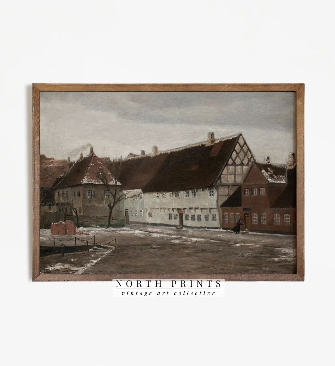 Warm Tone Village Painting | Vintage Moody Print | PRINTABLE Digital Downloadable | 930 | Etsy (US)