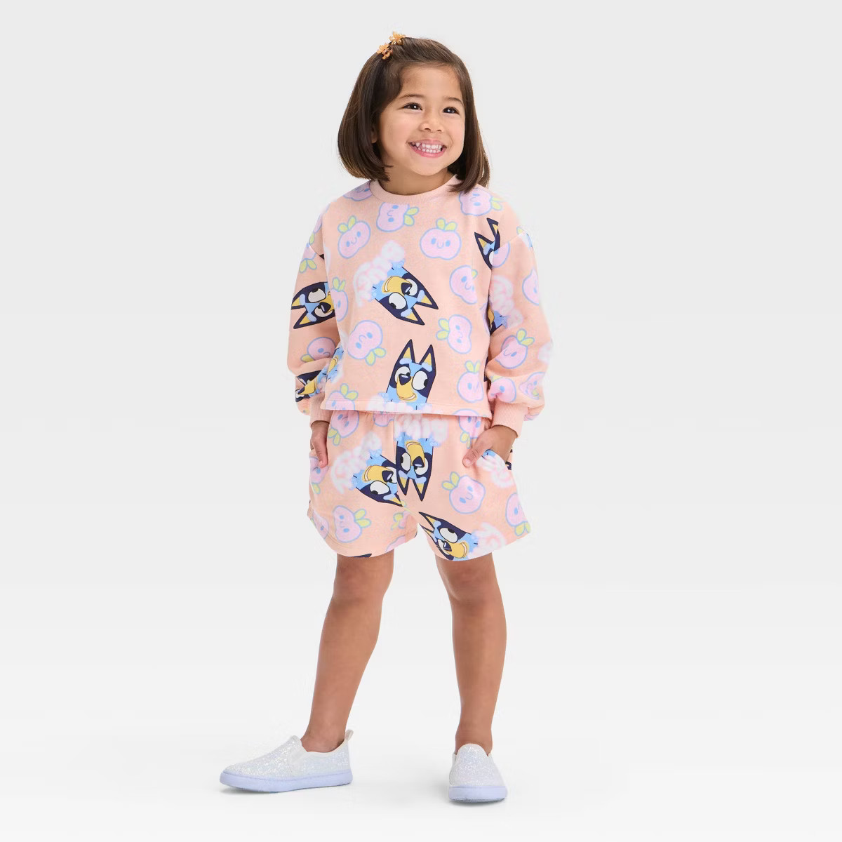 Toddler Girls' 2pc Bluey Pullover Top & Shorts Set - Peach Orange | Target