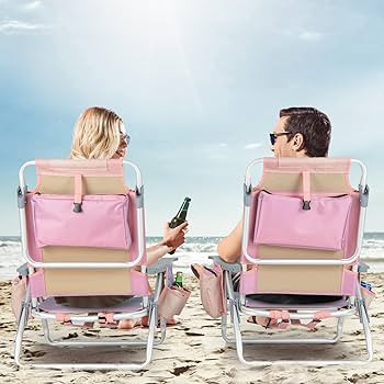 Giantex Folding Beach Chair, Patio Sling Chairs with 5 Adjustable Position, Head Pillow, Storage ... | Amazon (US)
