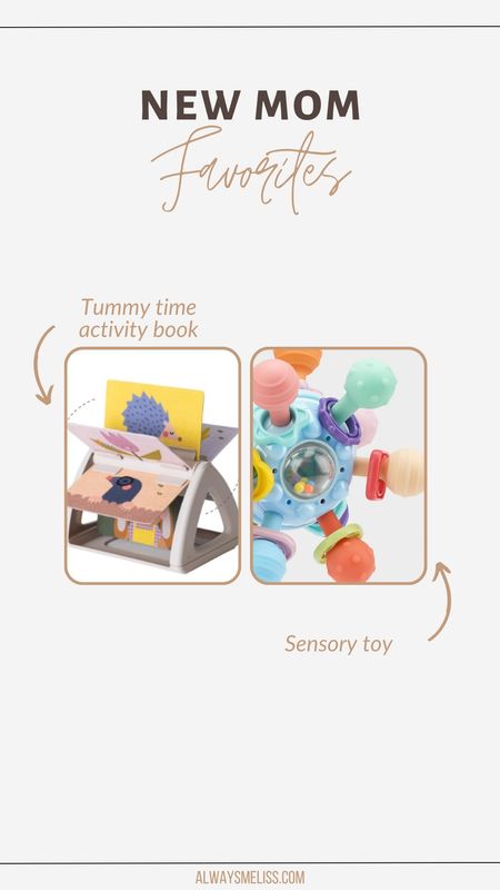 A few of my new mom favorite baby toys:1. Tummy time rattling activity book with art cards2. Sensory teething toy

#LTKbaby