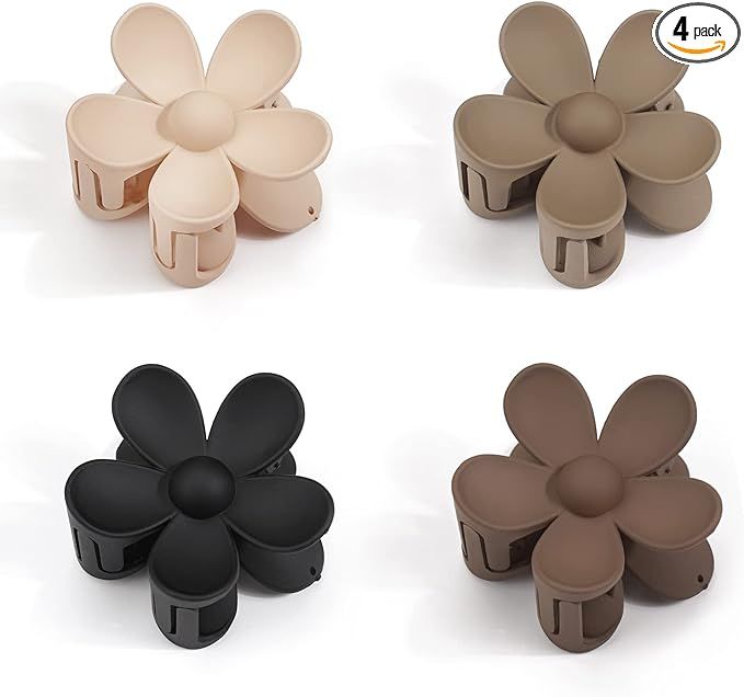 MiDoDo 4PCS Hair Claw Clips Matte Flower Hair Clips Big Cute Dasiy Hair Clips Non Slip Strong Hol... | Amazon (UK)