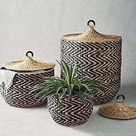 Ombré Lidded Basket Collection | Frontgate | Frontgate