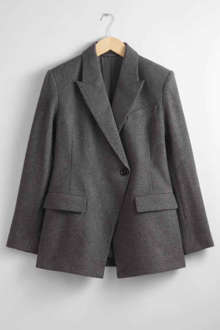 Fitted Asymmetric Wool Blazer | H&M (UK, MY, IN, SG, PH, TW, HK)