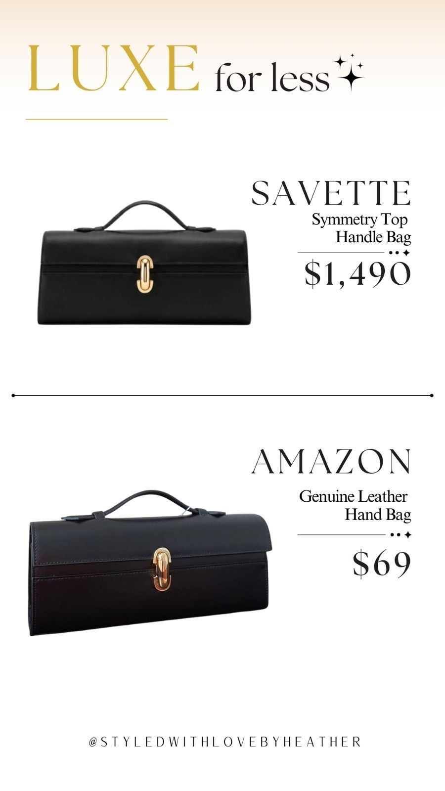 Minimal, timeless, and effortlessly expensive-looking. 🤍

If you've been eyeing the Savette Symmetry Top Handle Bag, I found an Amazon version made with genuine leather that captures the same sleek silhouette and polished designer aesthetic.

It's the perfect bag for work, date nights, weddings, and elevating even the simplest outfit.

Why spend $1,490 when you can get the look for just $69? Follow for more finds!

 

 #LTKootd #LTKstorytime #LTKSaleAlert