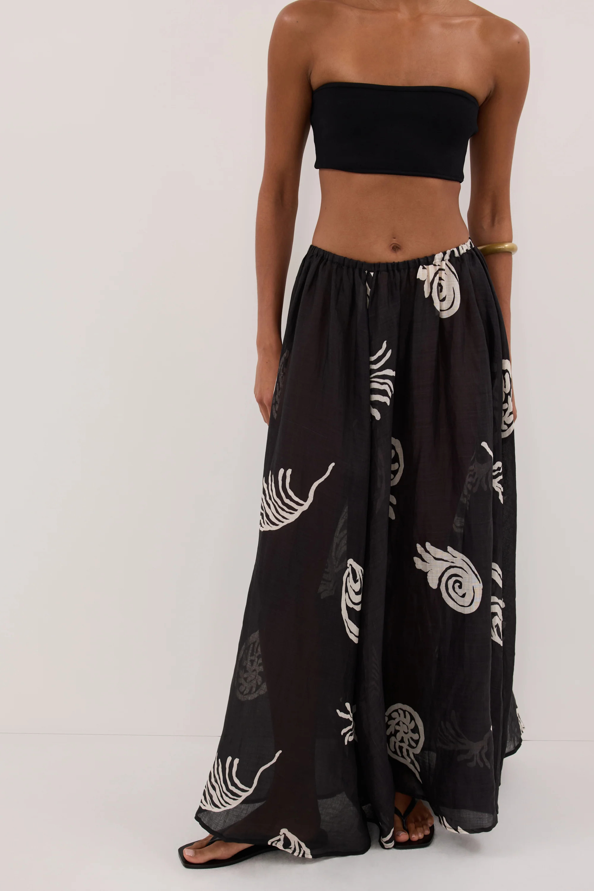 POSITANO BLACK RAMIE MIDI SKIRT | DISSH