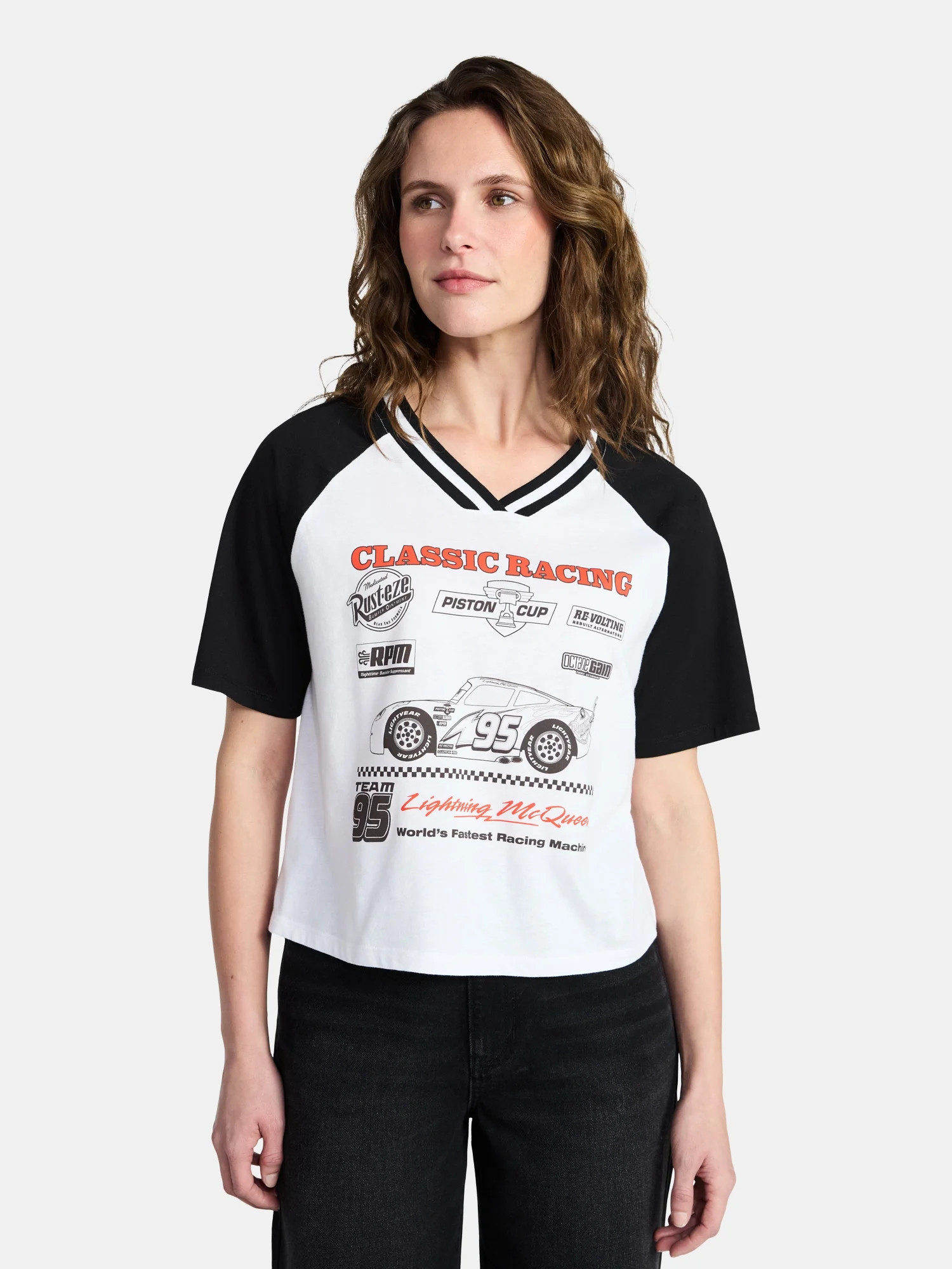 Disney Cars Women's Lightning McQueen Front Back Graphic Tee with Short Sleeves, Sizes XXS-XXL - ... | Walmart (US)
