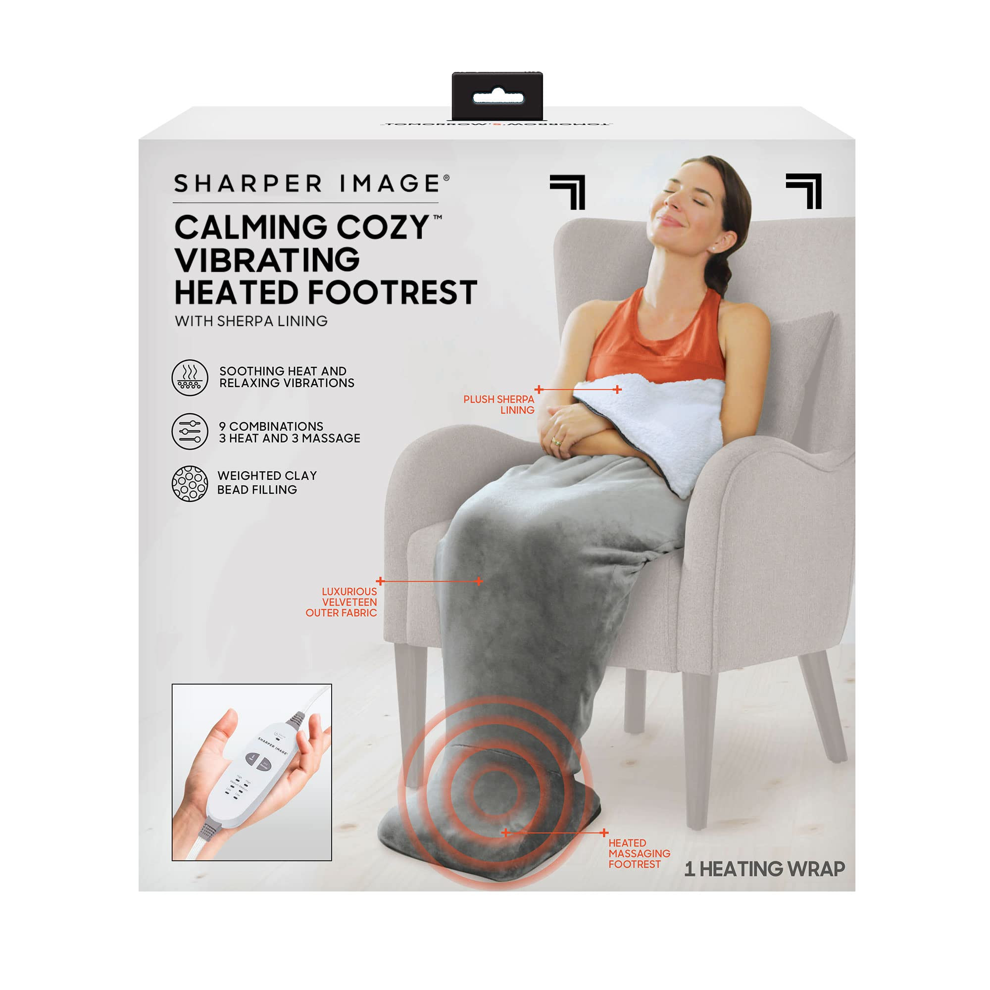 Calming Cozy by Sharper Image Personal Sherpa Wrap with Electric Heating Massaging Vibrating Foot... | Amazon (US)