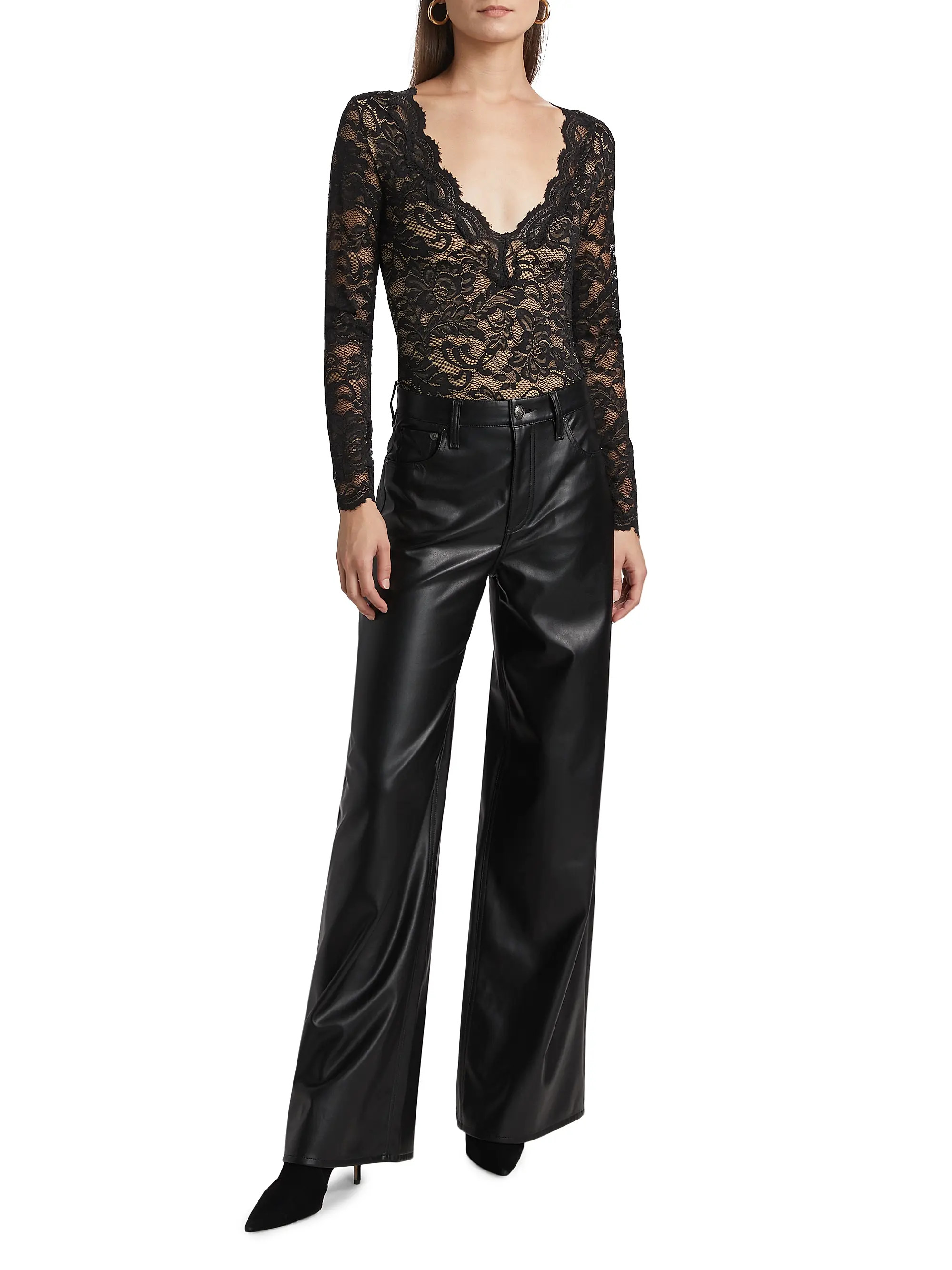 Alessia Lace V-Neck Bodysuit | Saks Fifth Avenue