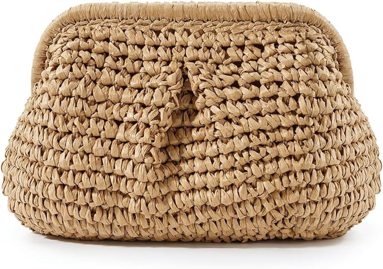 Straw Purse for Women, Beach Bag Summer Woven Clutch Purses, Cloud Crossbody Shoulder Bags Spring... | Amazon (US)