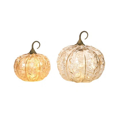 Glass Light Up Pumpkins w/Petal Detail S Home Decorations Fall/Harvest | Wayfair North America