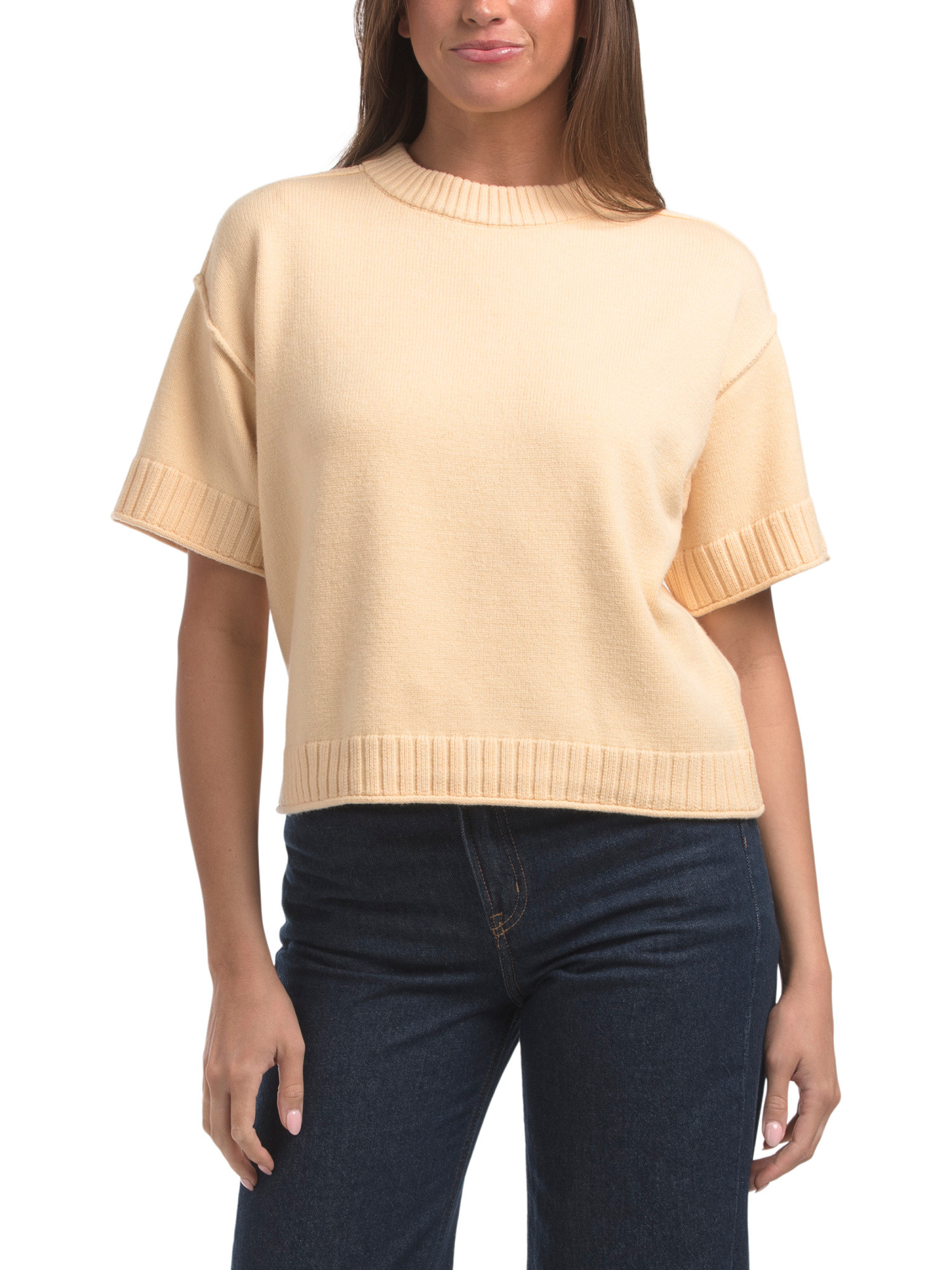 Drop Shoulder Reverse Seam Boxy Pull Over Sweater | TJ Maxx