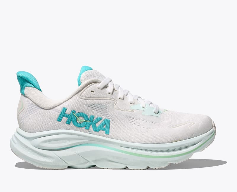 HOKA Women's Clifton 10 Shoes in White/Cielo Blue, Size 10.5 W | Hoka One US