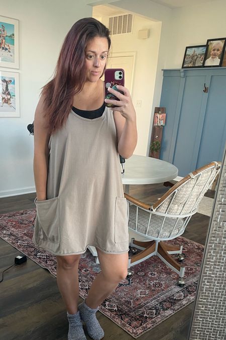 Comfy, postpartum outfit! Free People hot shot mini dress. It has pockets and built in shorts underneath. Great Mothers Day Gift

#LTKGiftGuide #LTKstyletip