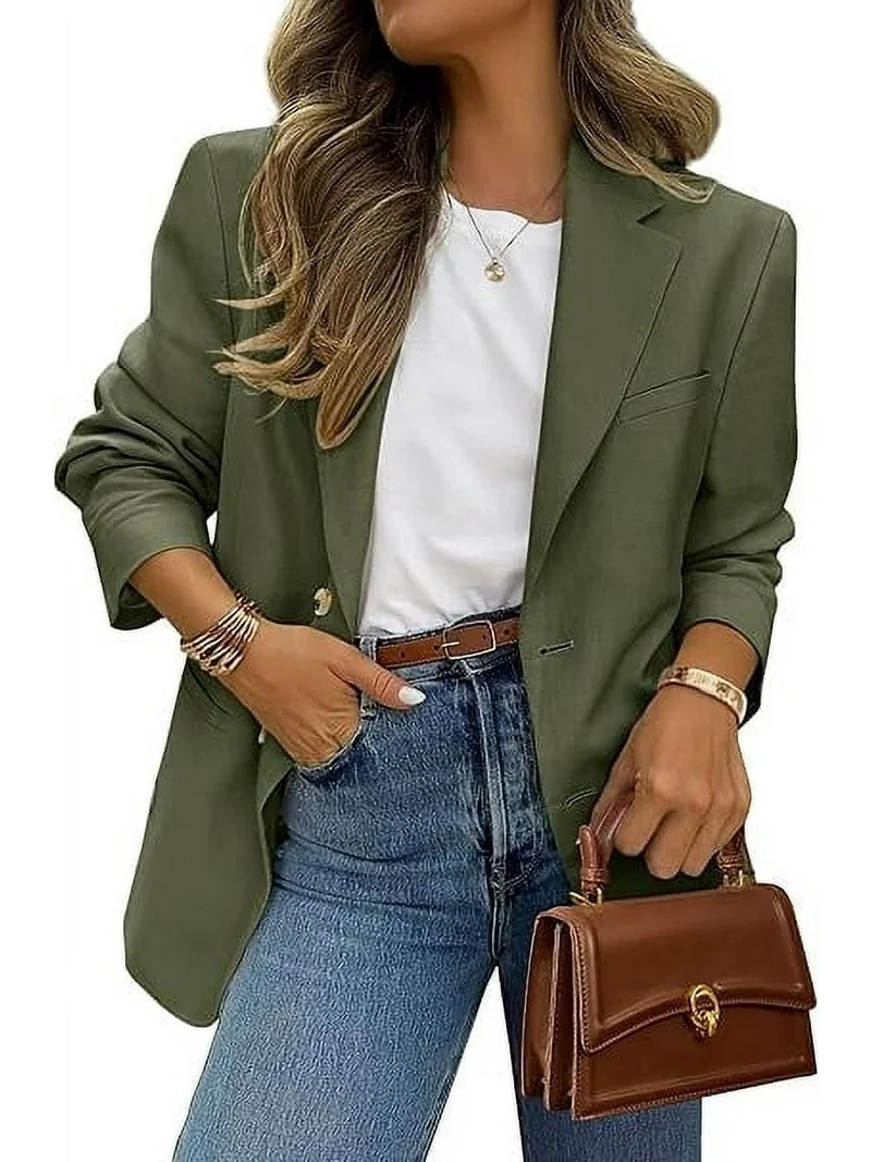 PRETTYGARDEN Blazers for Women Business Casual Long Sleeve Lapel Open Front Suit Jacket Work Blaz... | Walmart (US)