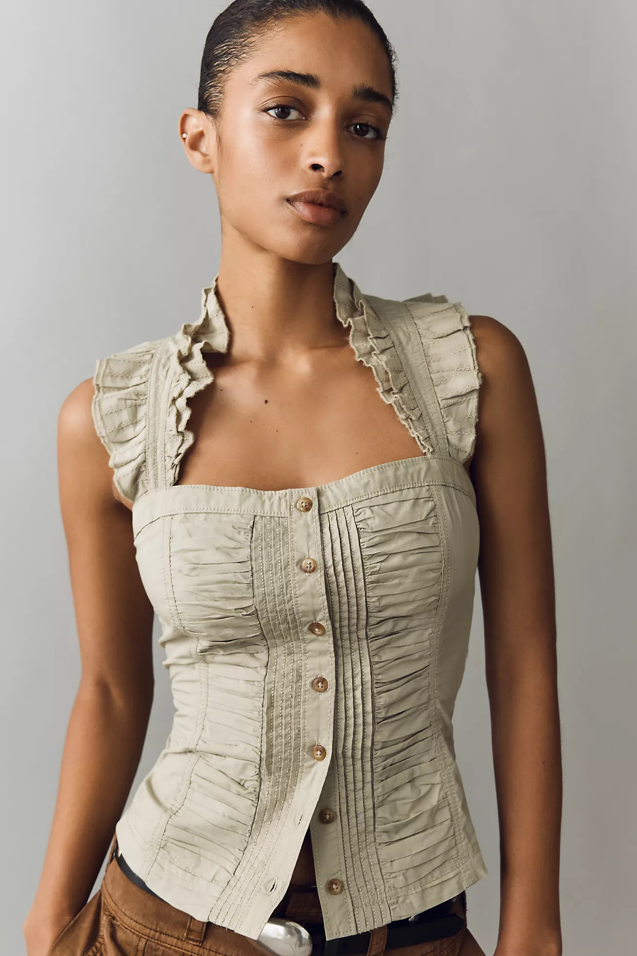 Pilcro Sleeveless Structured Blouse | Anthropologie (US)
