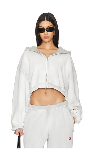 Alexander Wang SWEAT À CAPUCHE CROPPED À GLISSIÈRE in Grey. Size XS. | Revolve Clothing (Global)