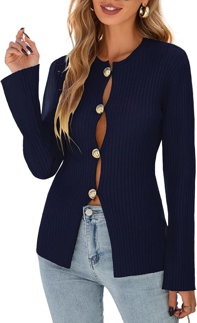 Kedera Women's Button Down Cardigan Sweaters Fall Slim Fit Coat Outerwear Long Sleeve Tops Casual... | Amazon (US)