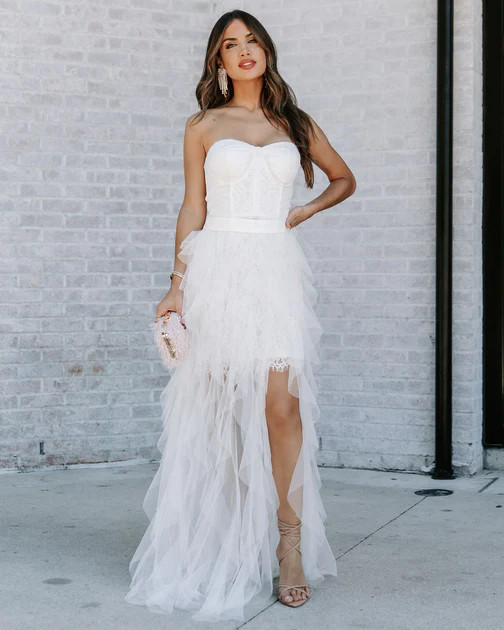 For Eternity Tulle Ruffle Maxi Skirt - White | VICI