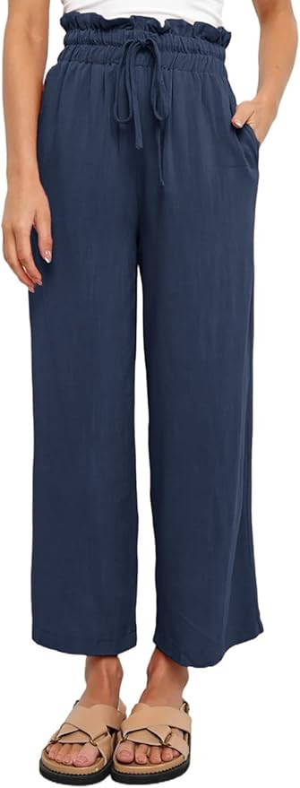 Dokotoo Womens Casual Elastic Waist Solid Comfy Jogging Jogger Pants with Pockets | Amazon (US)