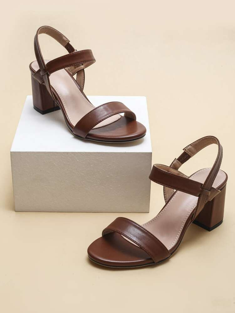 Minimalist Chunky Heeled Strappy Sandals | SHEIN