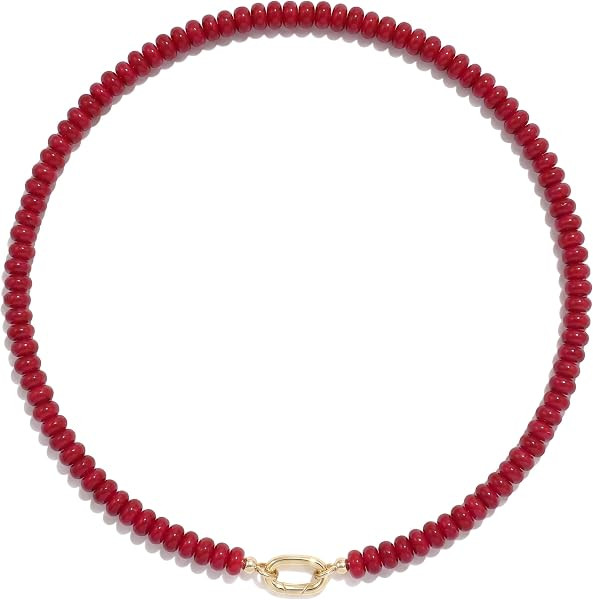 Beaded Gemstone Necklaces for Women Bohemian Colored Choker Natural Stone Bead Summer Beach Handm... | Amazon (US)