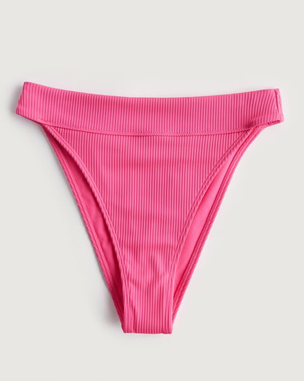 High-Leg High-Waist Ribbed Cheeky Bikini Bottom | Hollister (US)