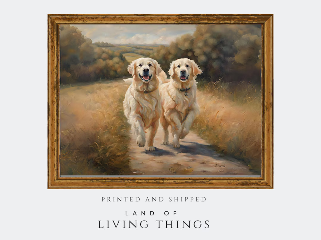 English Cream Golden Retriever Art, Printed Art, Golden Retriever Painting - Etsy | Etsy (US)