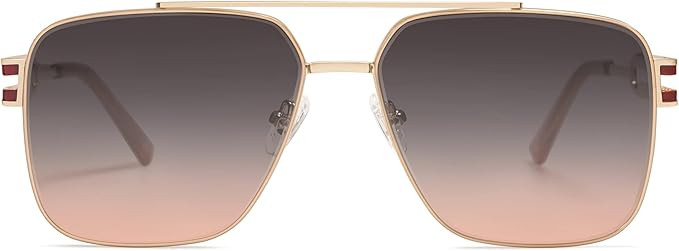 SOJOS Retro Oversized Square Sunglasses for Women Men, Vintage Large Double Bridge Metal Frame Un... | Amazon (US)