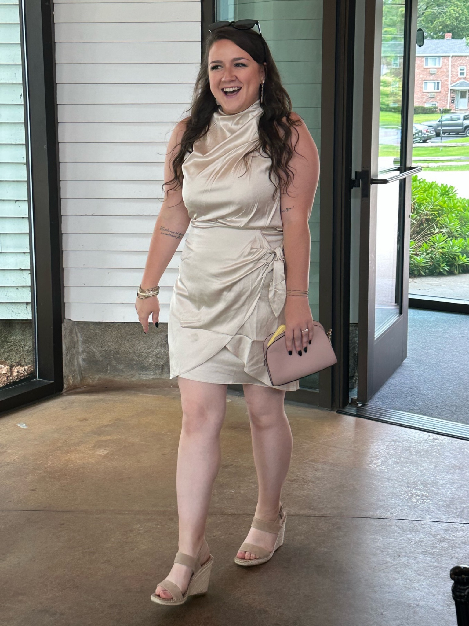 Wedding guest dress for fall or dress for fall bridal shower. Halter dress from Amazon. Fall wedding guest dress Amazon. Champagne color dress, large bust friendly wedding guest dress

#LTKwedding #LTKshoecrush #LTKcurves