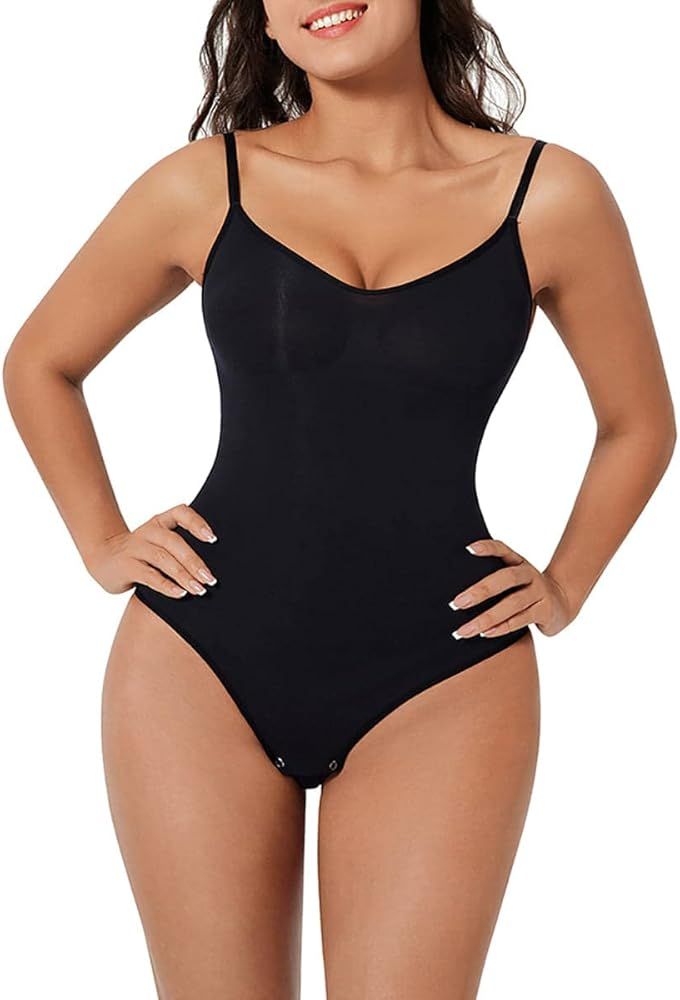 Seamless Bodyshaper Bodysuit for Women - Full Body Shapewear Body Sculpting Suits Sleeveless Round N | Amazon (US)