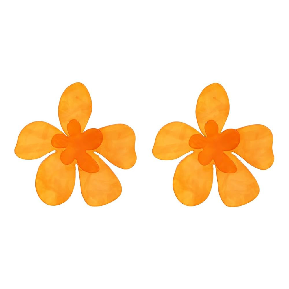 Kercisbeauty Acrylic Acetic Acid Flower Earrings for Women Statement Big Petal Boho Jewelry Music... | Amazon (US)
