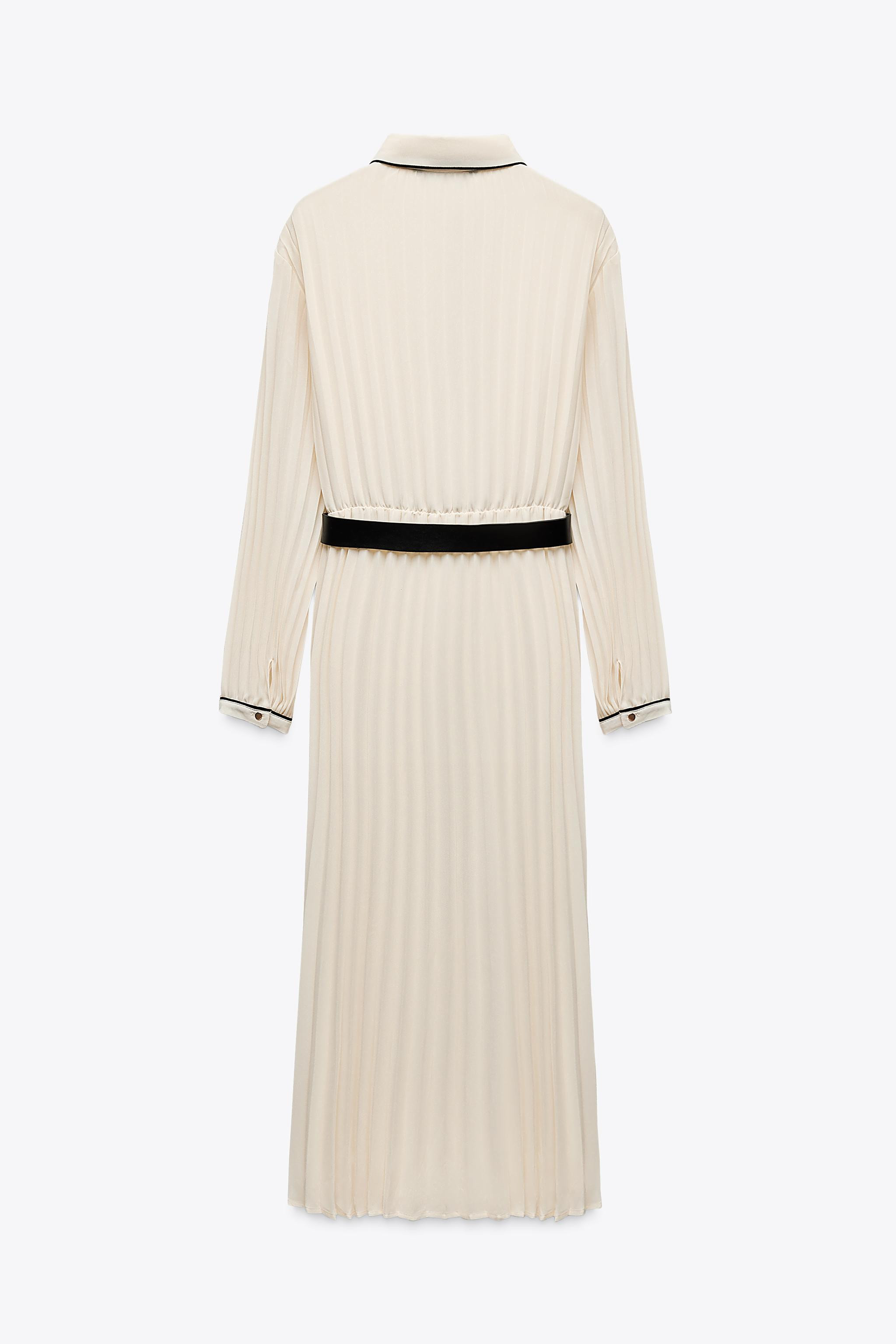PLEATED DRESS WITH BELT | Zara US