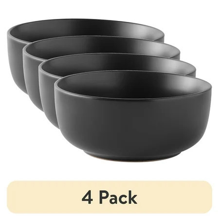 (4 pack) Mainstays Alessandra Matte Black Stoneware Bowl | Walmart (US)