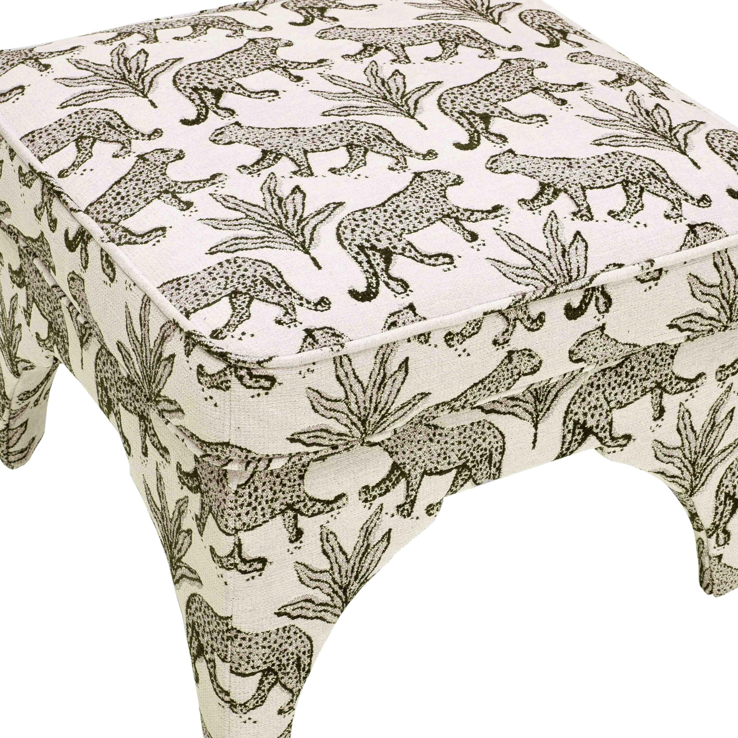 First of a Kind Taupe Jacquard Ottoman-Upholstered Accent Footrest Stool, Neutral Fabric Pouf for... | Amazon (US)