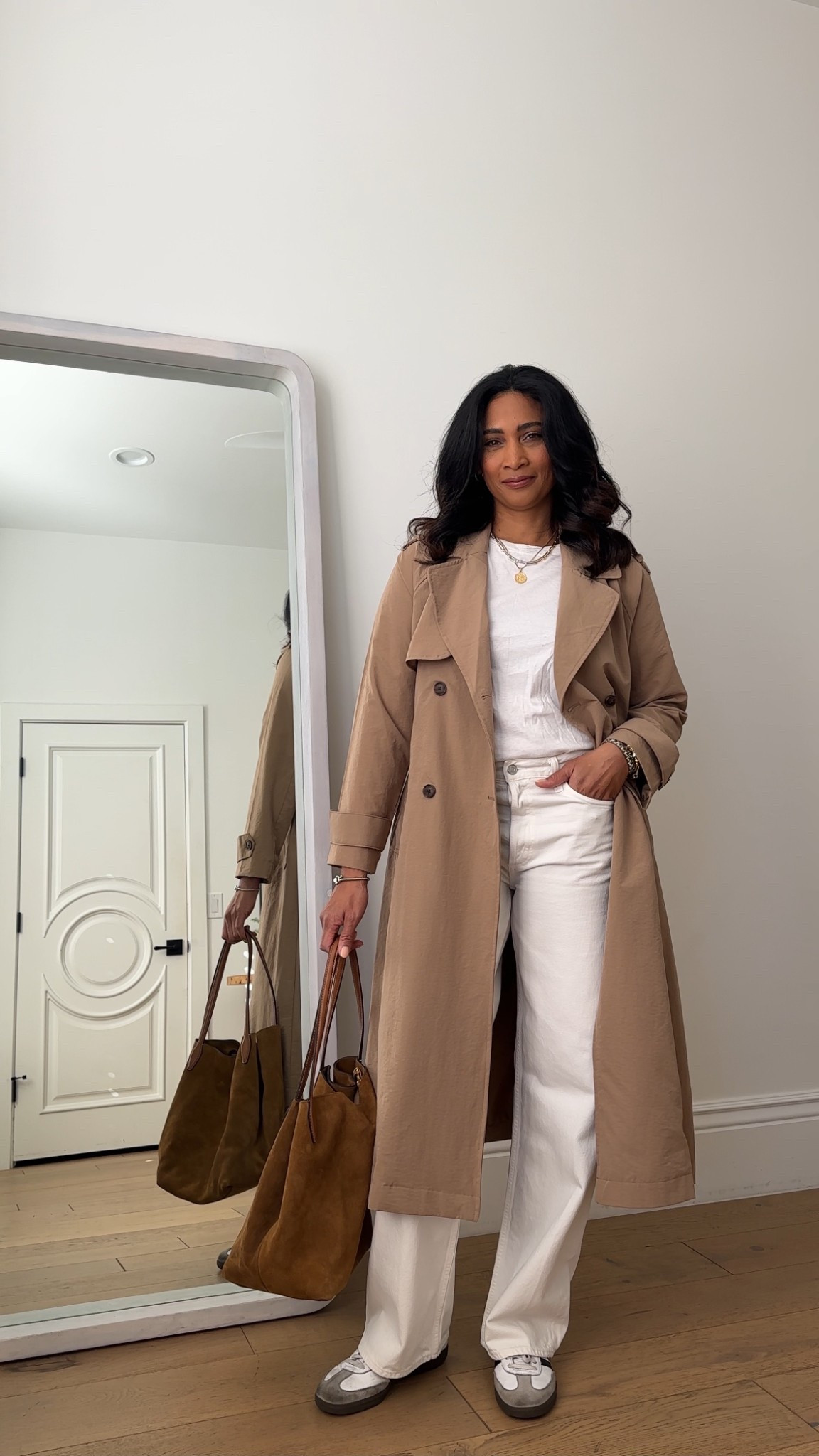 Can’t go wrong with a classic trench layer for spring!! Bottoms and sneaks fit true to size.



#LTKTall #LTKOver40 #LTKootd