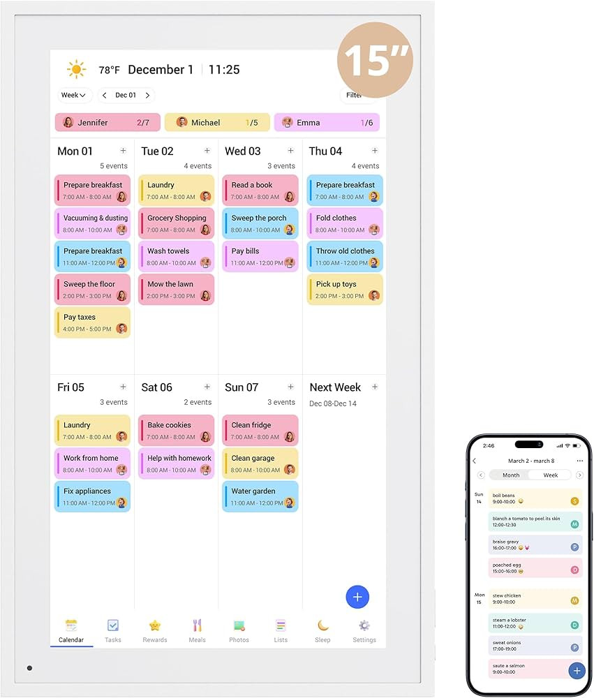 Dragon Touch 15.6" Digital Calendar Chore Chart – 1080P Full HD Interactive Touchscreen, Smart ... | Amazon (US)