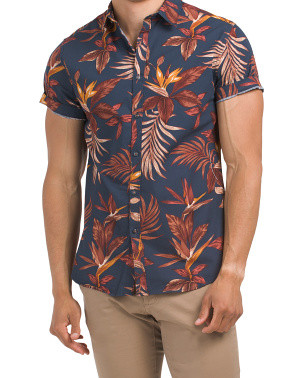 Exploded Floral Short Sleeve Button Down Shirt | TJ Maxx