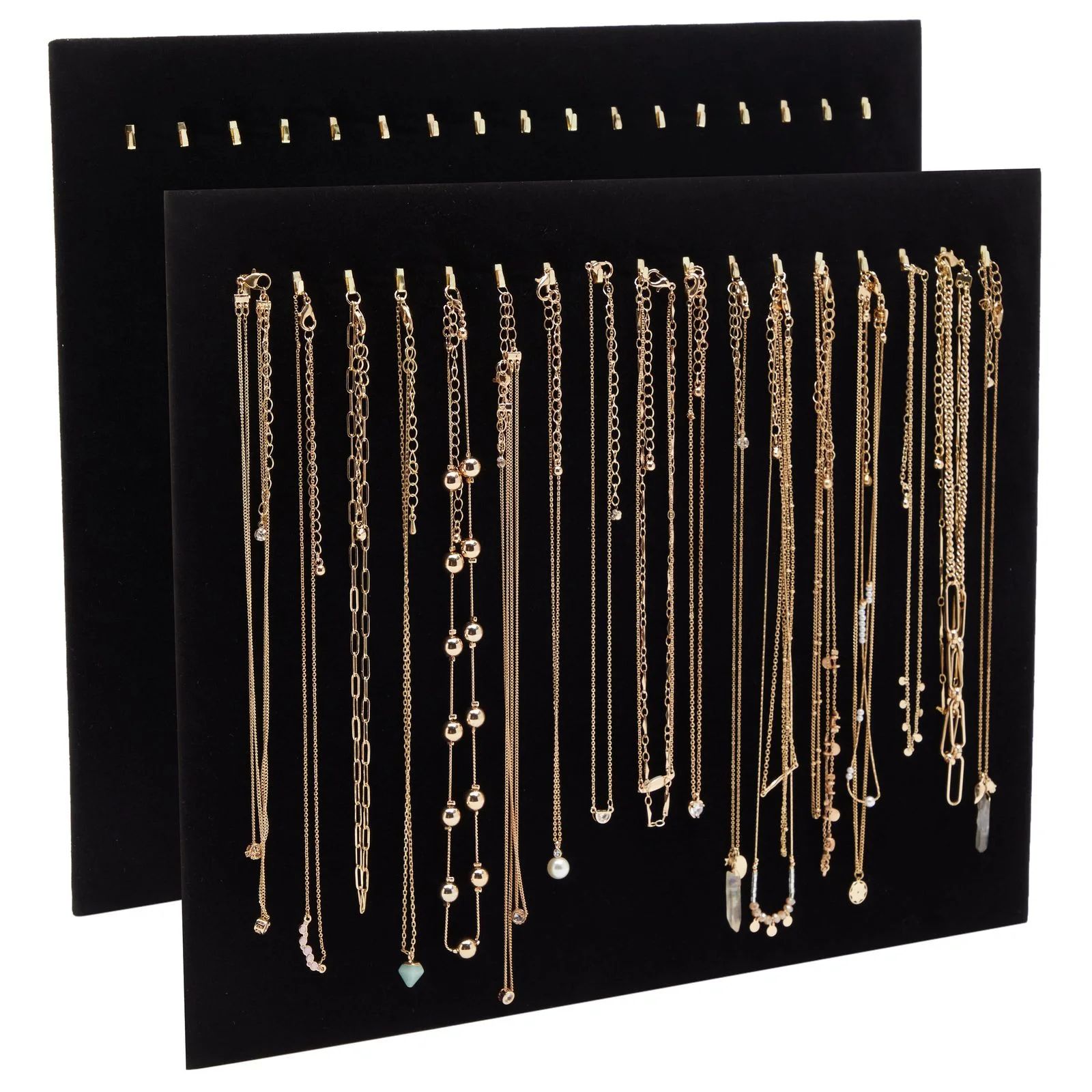 Black Velvet Necklace Organizer - 2-Pack 17 Hooks Jewelry Board Display Stand for Bracelets, Stor... | Walmart (US)